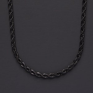 Black Rope chain necklace minimalist black necklace rope chain necklace for men men's jewelry black jewelry black rope necklace image 2