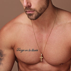 Cross Necklace for men - Men&#39;s gold cross necklace - Men&#39;s Jewelry - Gold cross pendant necklace for men - gold chain necklace - stainless.