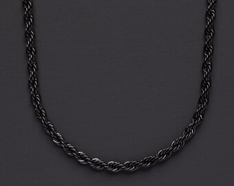 Black Rope Chain Necklace Minimalist 