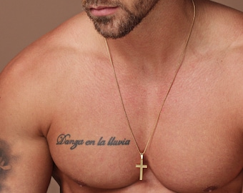 Cross Necklace for men - Men's gold cross necklace - Men's Jewelry - Gold cross pendant necklace for men - gold chain necklace - stainless.