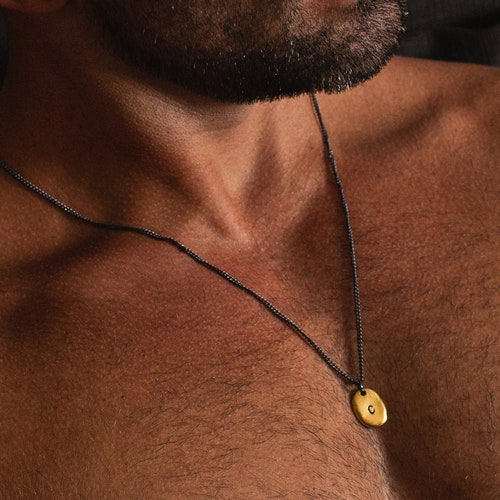 Initial Necklace for Men Men's 