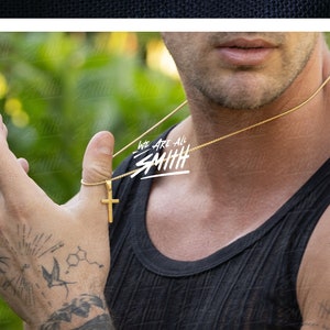 Cross Necklace for man - Men&#39;s gold cross necklace - Men&#39;s Jewelry - Gold plated stainless steel cross pendant and chain necklace for men