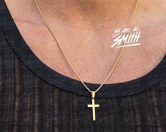 Cross Necklace for men - Men's gold cross necklace - Men's Jewelry - Gold cross pendant necklace for men - gold chain necklace - stainless.