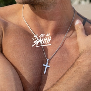 Waterproof Men's Silver Cross / Cross Necklace for Men / Gifts for Men, Husband, brother / Stainless steel cross for man / Sweatproof cross image 1