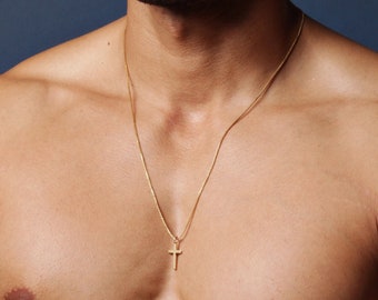 Cross Necklace for men - Men's gold cross necklace - Men's Jewelry - Gold cross pendant necklace for men - gold chain necklace - stainless.