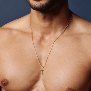 Cross Necklace for men Men's gold cross necklace Men's Jewelry Gold cross pendant necklace for men gold chain necklace stainless. image 1