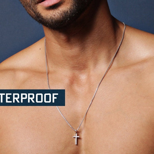 Waterproof Cross Necklace for Men Men's 