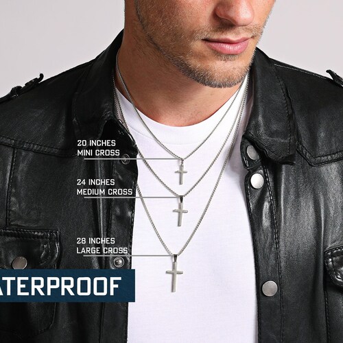 Waterproof Mens Necklace Small Cross Necklace Men's Etsy
