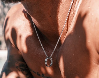 Waterproof Stainless Steel Ring Necklace for men Men's ring pendant rope  chain Symbol of commitment, infinity, forever and