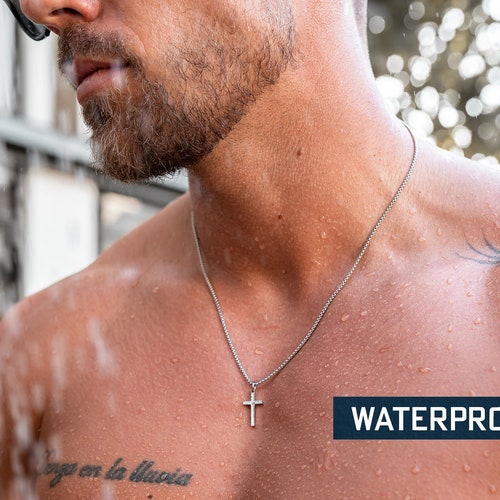 Waterproof Cross Necklace for Men Men's 