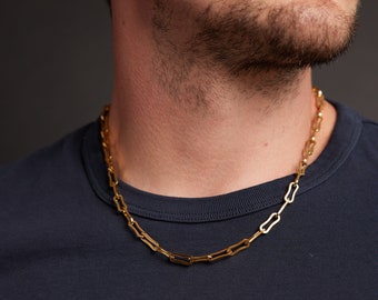 Men's Gold Necklace Chain - 14K Gold Plated 316L Stainless Steel Chain thick cable chain - Gold Jewelry gifts for Men - Short or long chain