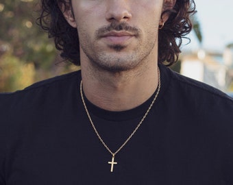 14k Gold Cross Necklace - Etsy
