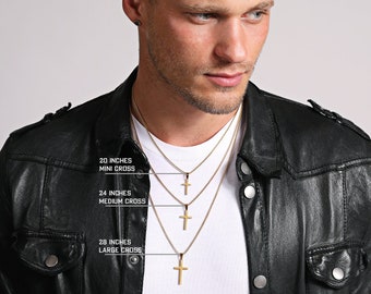 Men's Gold Cross Necklace - Different Sizes available, pick from Small, Medium and Large Cross Pendants / Gold Cross for Men / Gift for men