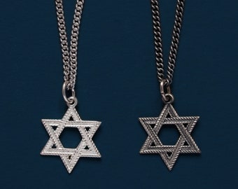 Star of David Sterling Silver Pendant - Oxidized or Rhodium Coated Finish - Jewelry gifts for Men, brother, husband, fiance