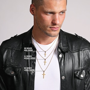 Men&#39;s Gold Cross Necklace - Different Sizes available, pick from Small, Medium and Large Cross Pendants / Gold Cross for Men / Gift for men