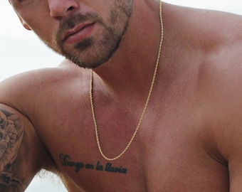 Rope style chain necklace for men - Men's gold plated stainless steel necklace - Men's Jewelry - Gold necklace for men - stainless steel.