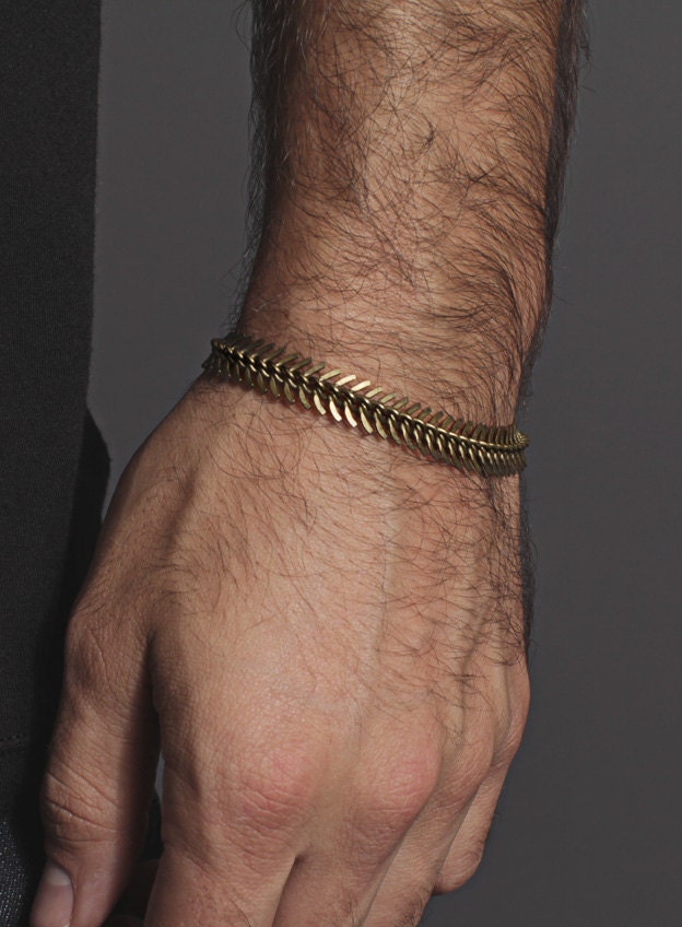 Mens brass bracelet silver deals