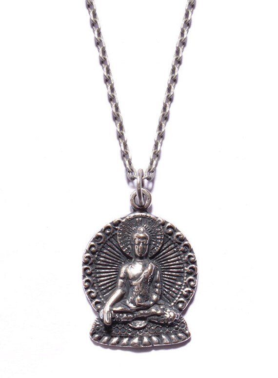Men's Jewelry Buddha Necklace. Silver pendant chain | Etsy