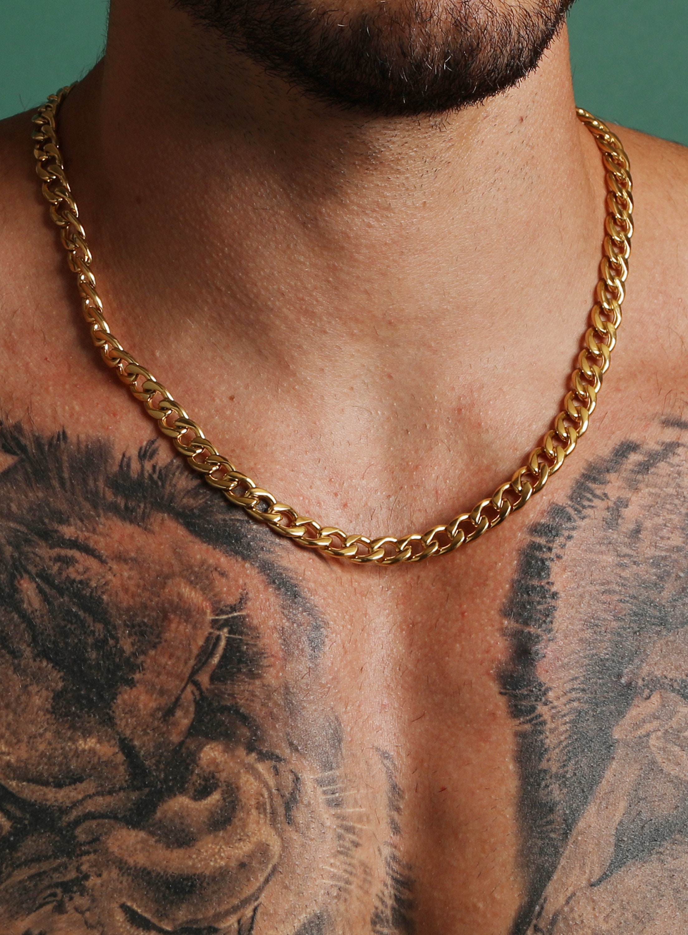 Thick Thin Gold Chain Necklace Gold Curb Chain Chunky Gold 