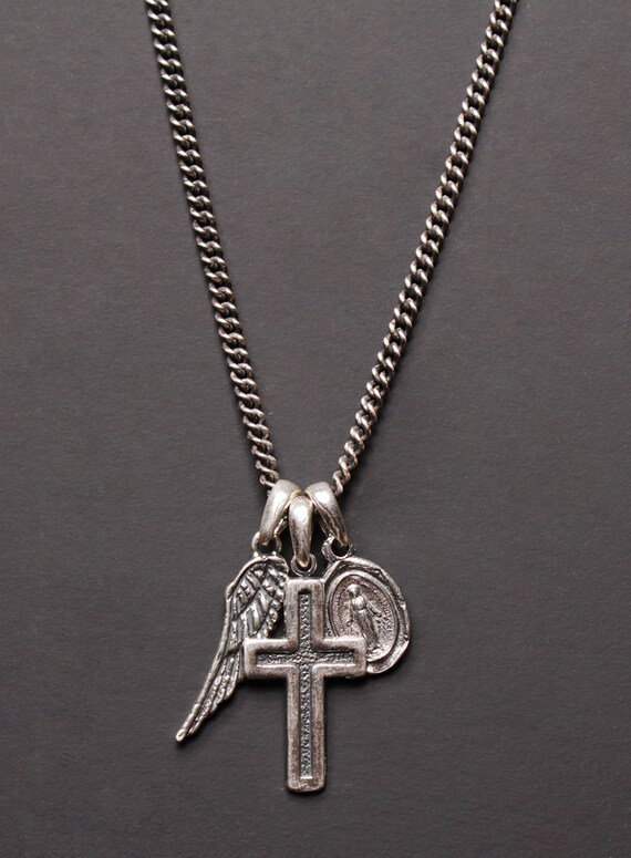 STERLL Homme Argent Collier Sterling 925 Avec Pendentif Croix Pochette /à Bijoux Cadeaux Originaux Pour