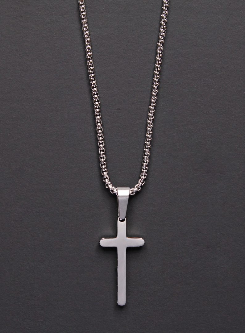 Mens necklace Small Cross Necklace Men's stainless Etsy