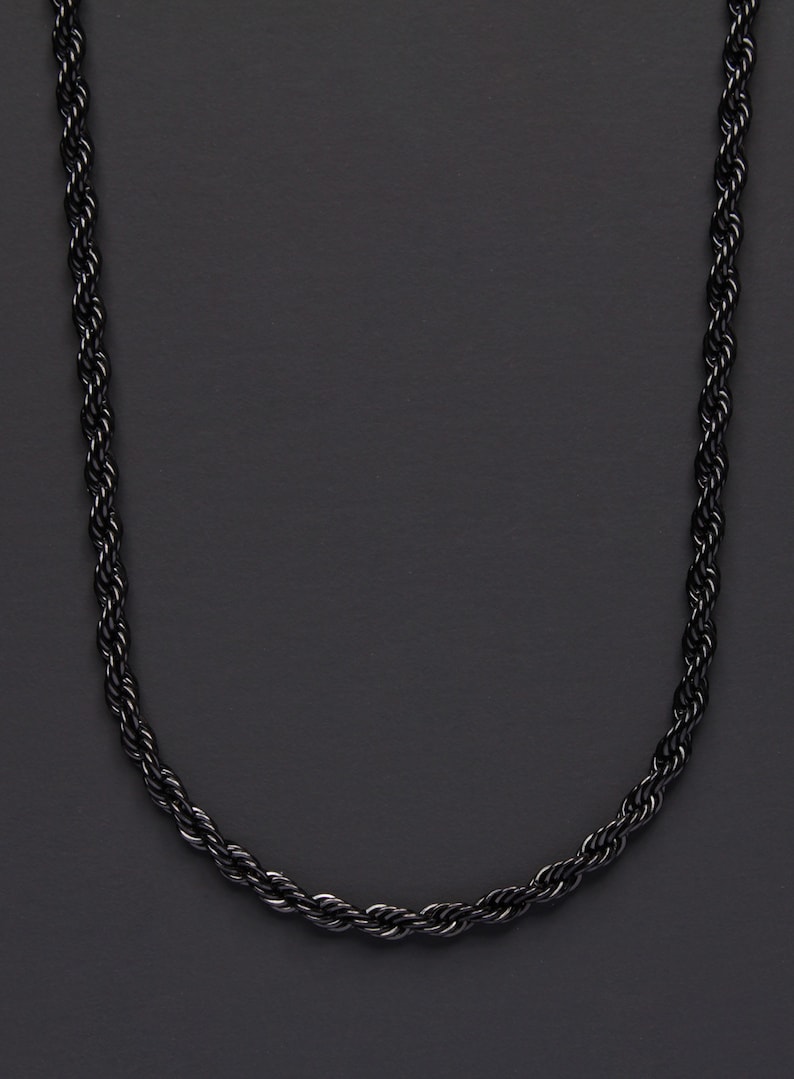 Black Rope chain necklace minimalist black necklace rope chain necklace for men men's jewelry black jewelry black rope necklace image 2