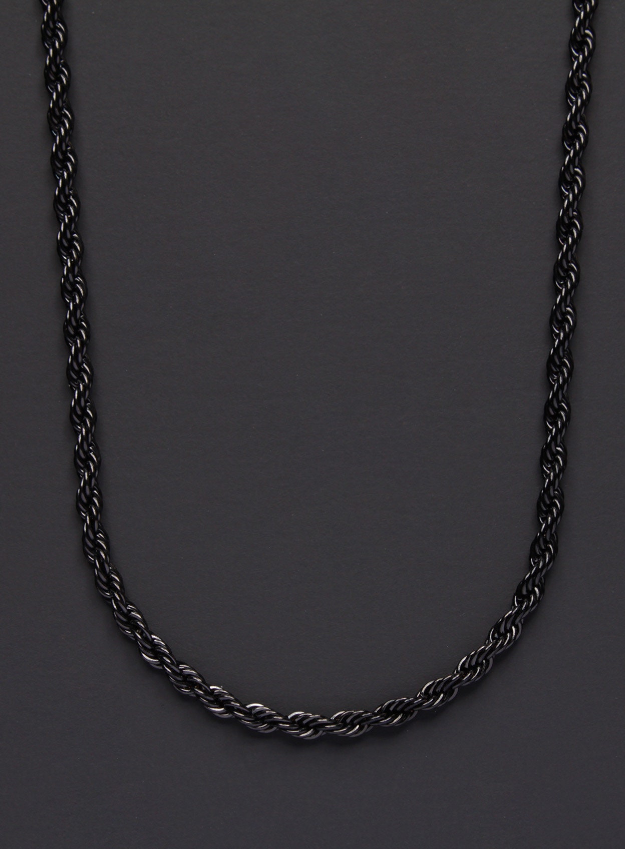 Stainless Steel Black Wheat Chain Necklace For Men And Women - Temu