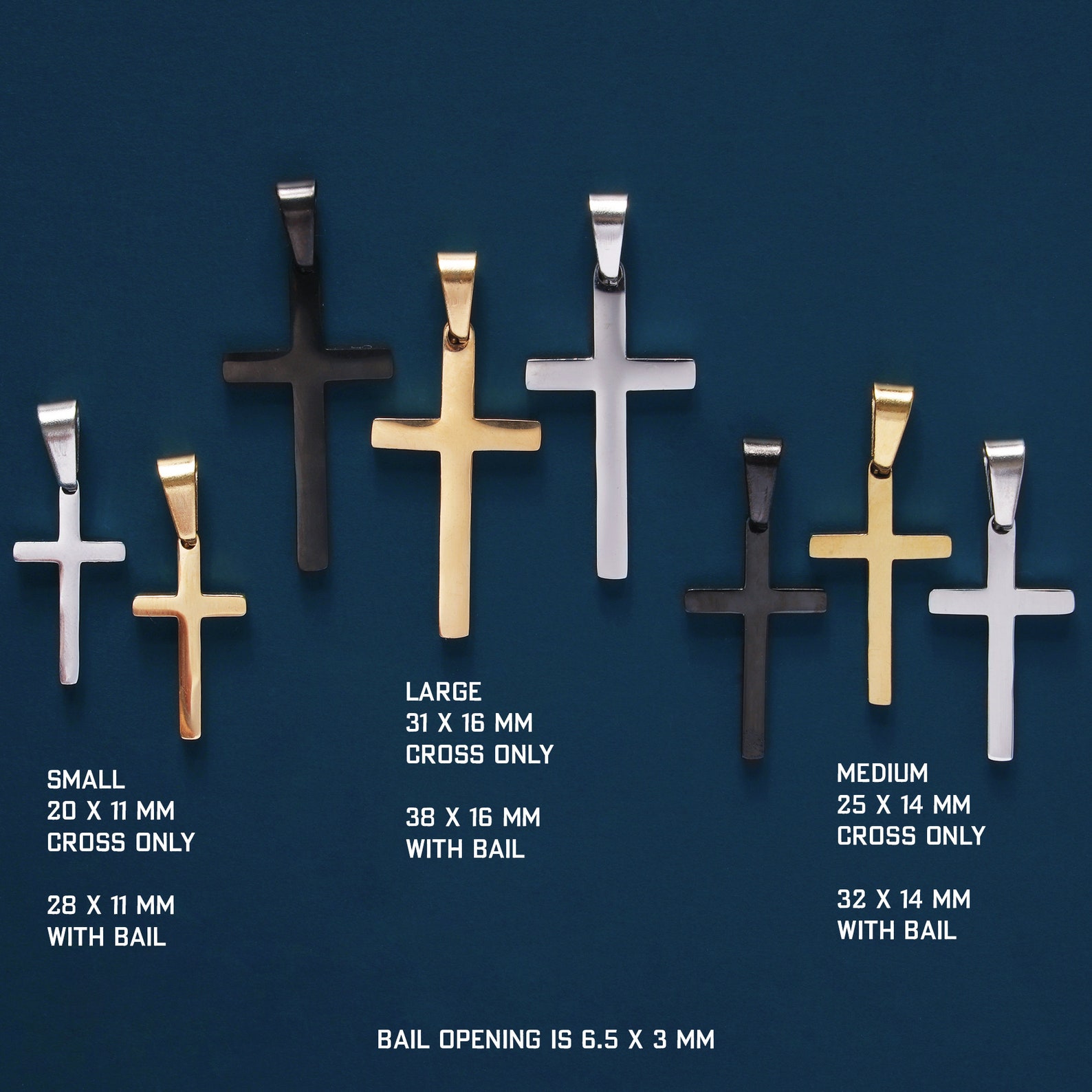 Gold Silver or Black Cross Pendant / Minimalist Cross Pendant Etsy