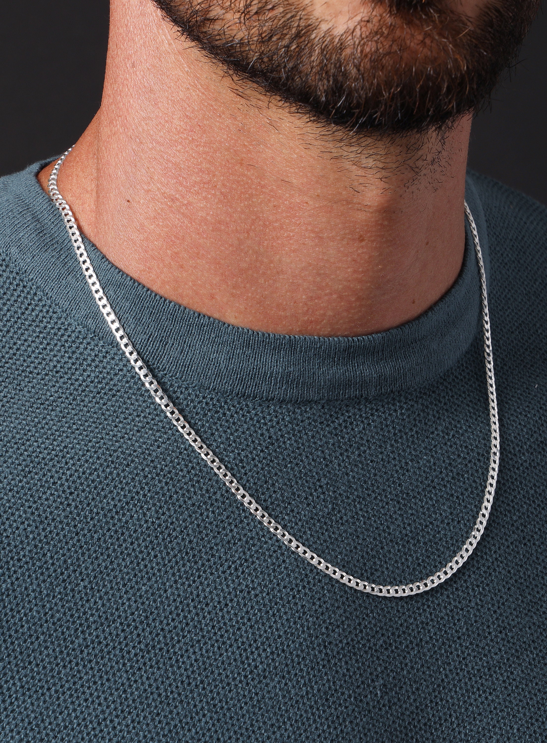 Silver cuban chain mens discount