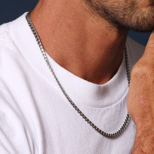 Waterproof Cuban Chain / 5mm 316L Stainless Steel Bevel Cuban Thick Man Chain / Men's Silver Chains / Christmas gifts for Men / for him Bild 8