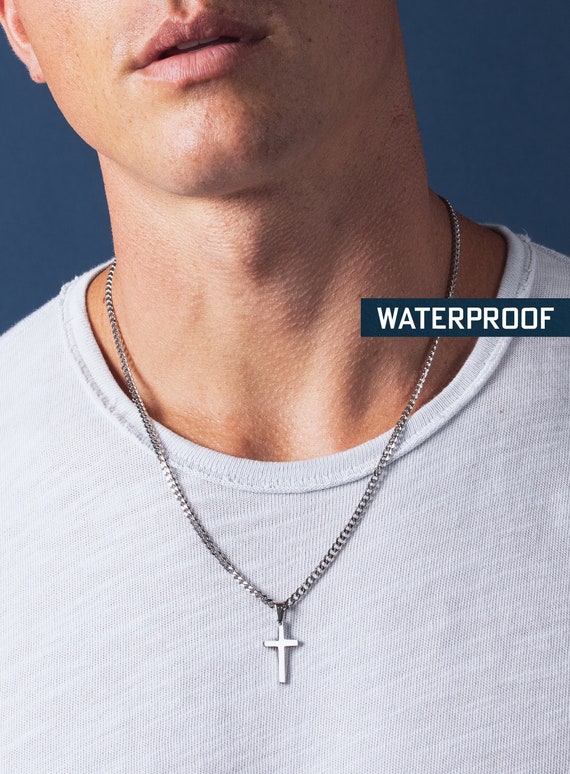 Waterproof Silver Cross Necklace for 