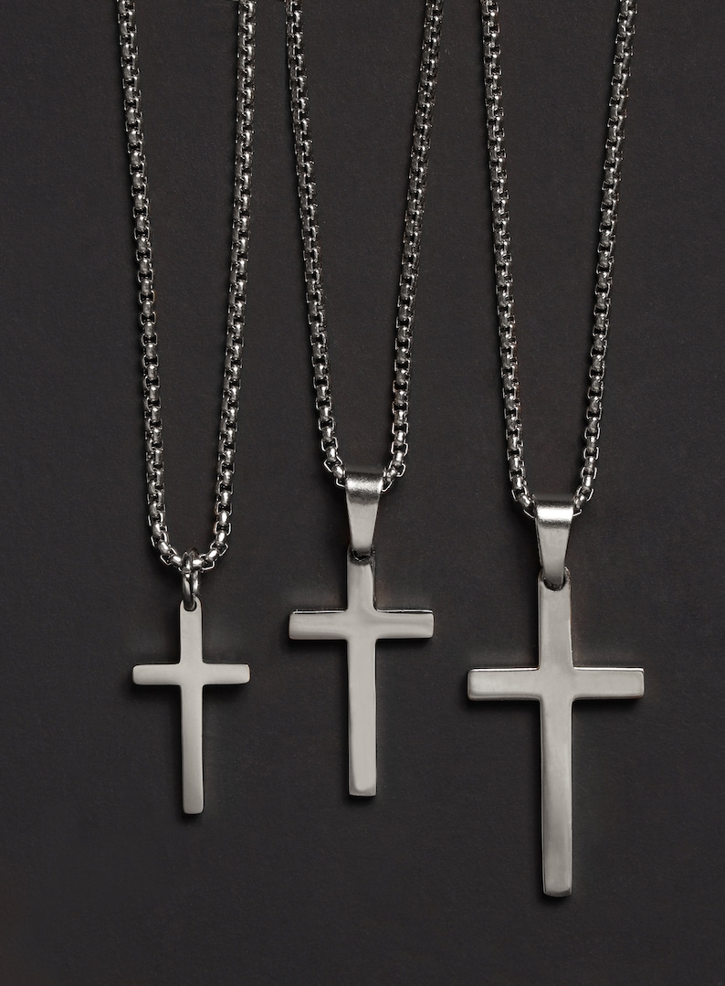 Waterproof Men's Silver Cross Necklace Different Sizes Etsy