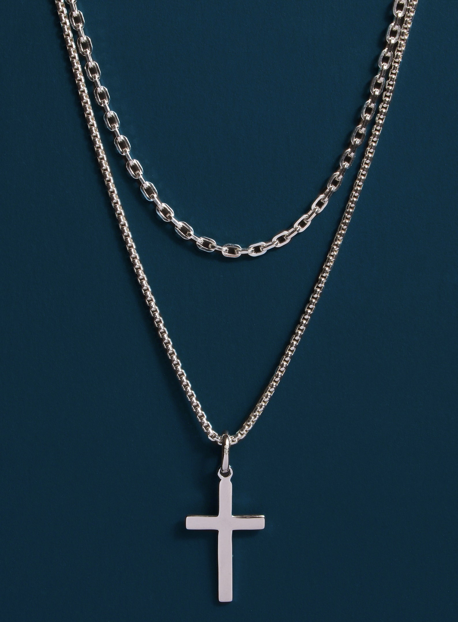 Men's Necklace Set Sterling Silver Cross Pendant on Etsy