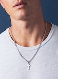 Waterproof Silver Cross Necklace for Men / 316L stainless steel, short or long cuban link style chain for guys / Jewelry gifts for men, guys