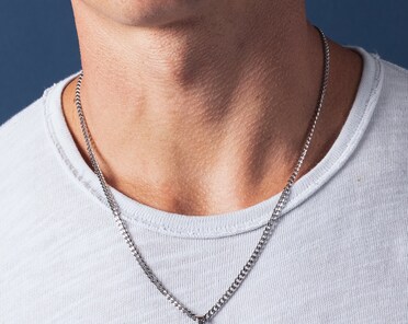 Men's Stainless Steel Cross Necklace With Cuban Chain - Waterproof Silver Pendant