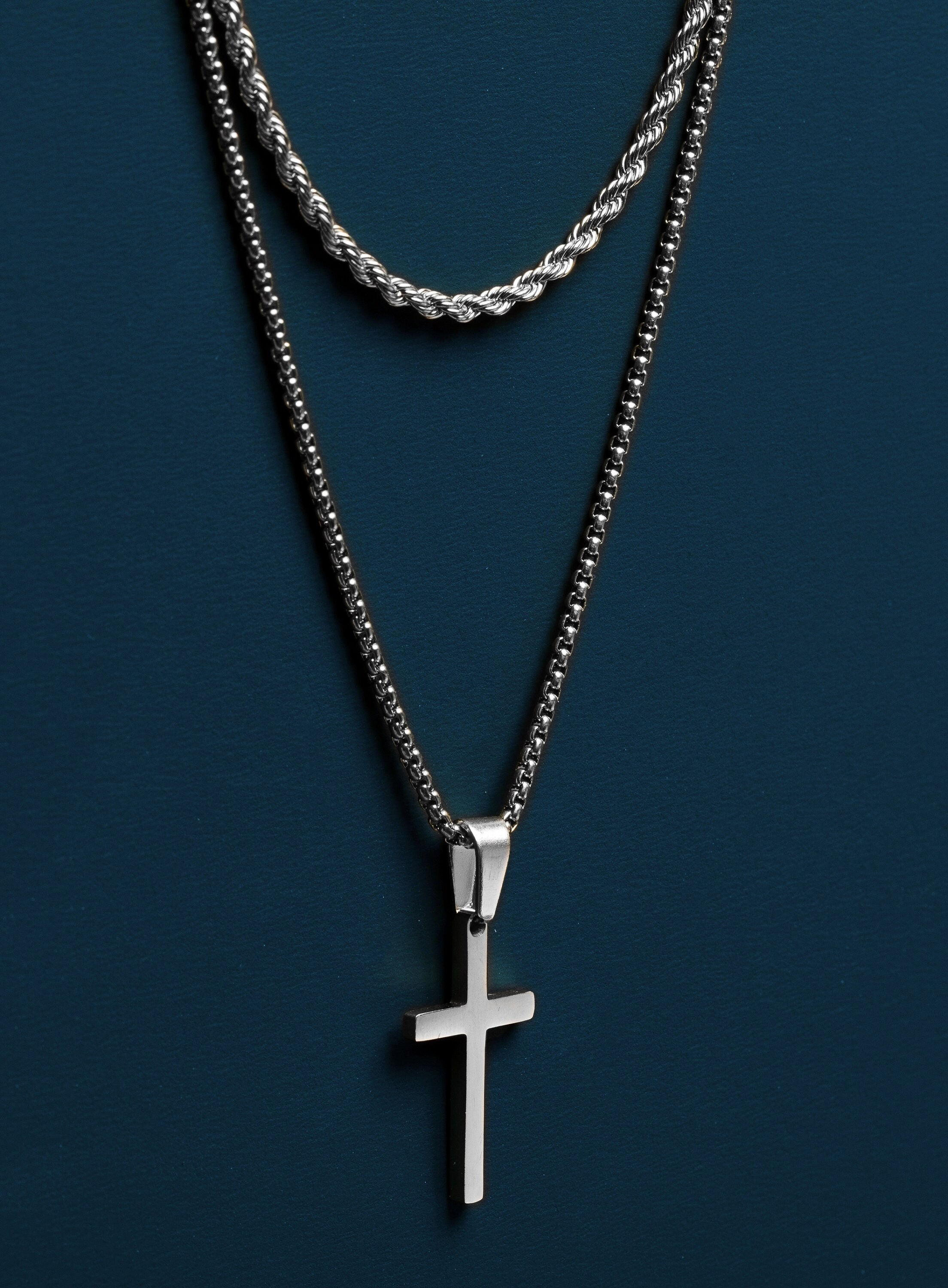 Waterproof Stainless Steel Medium Cross Necklace Set - Etsy Canada