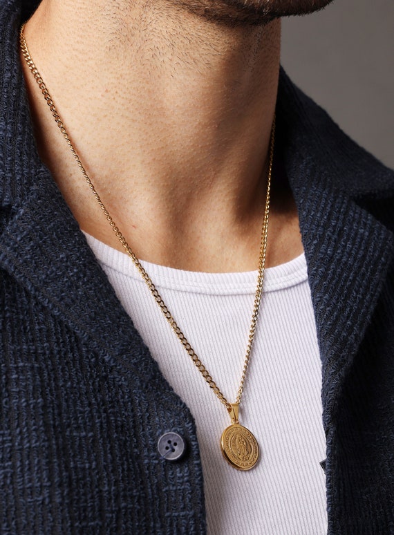 Mens 14k gold pendant necklace discount