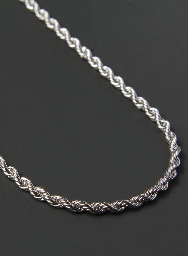 Waterproof Silver Rope Style Chain Necklace for Men Etsy