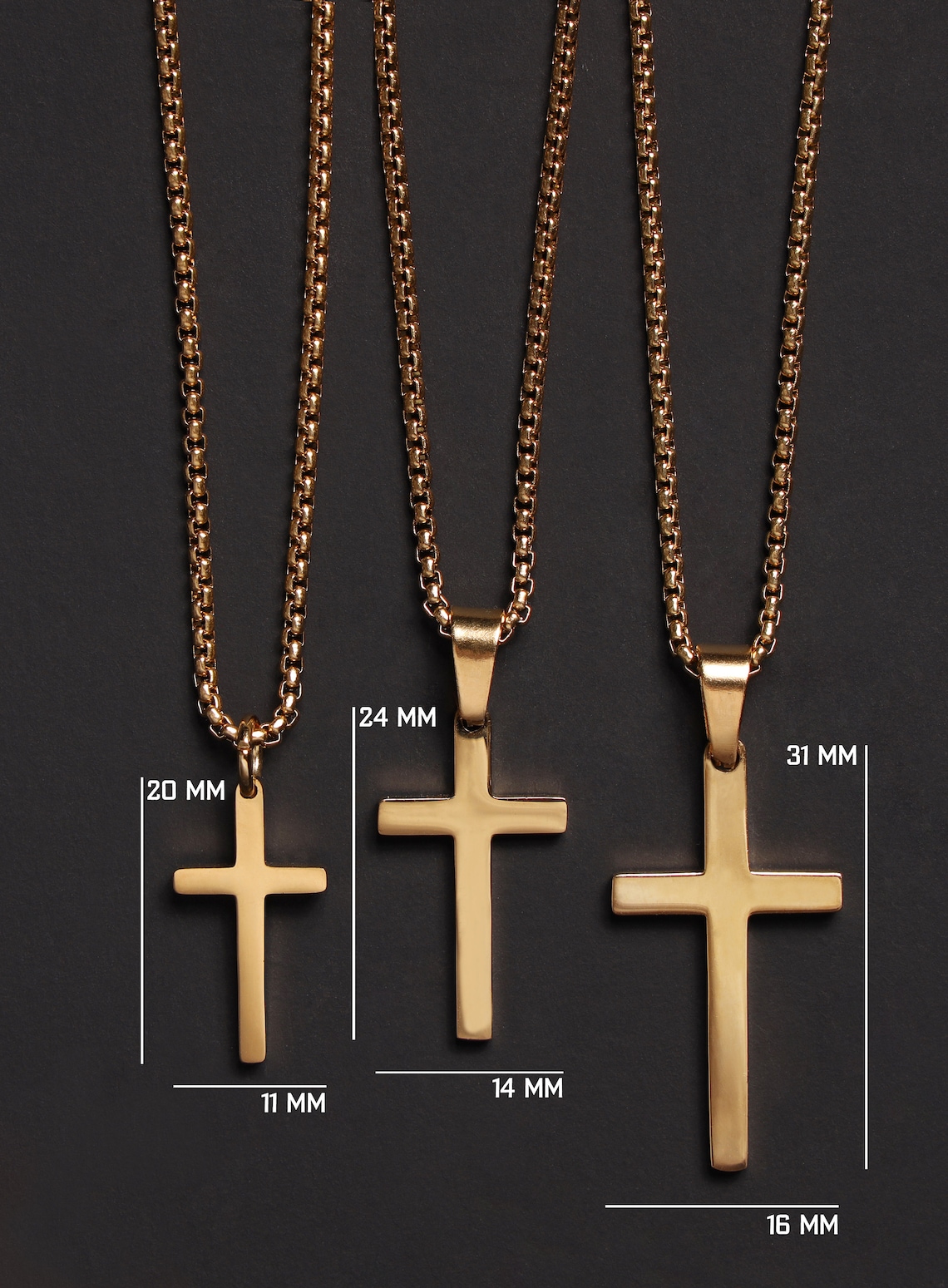 Men's Gold Cross Necklace Different Sizes Available Etsy