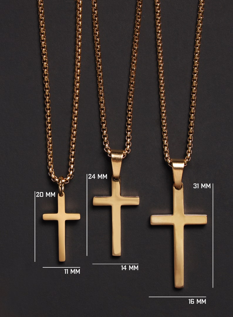 Men's Gold Cross Necklace Different Sizes available, pick from Small, Medium and Large Cross Pendants / Gold Cross for Men / Gift for men image 2