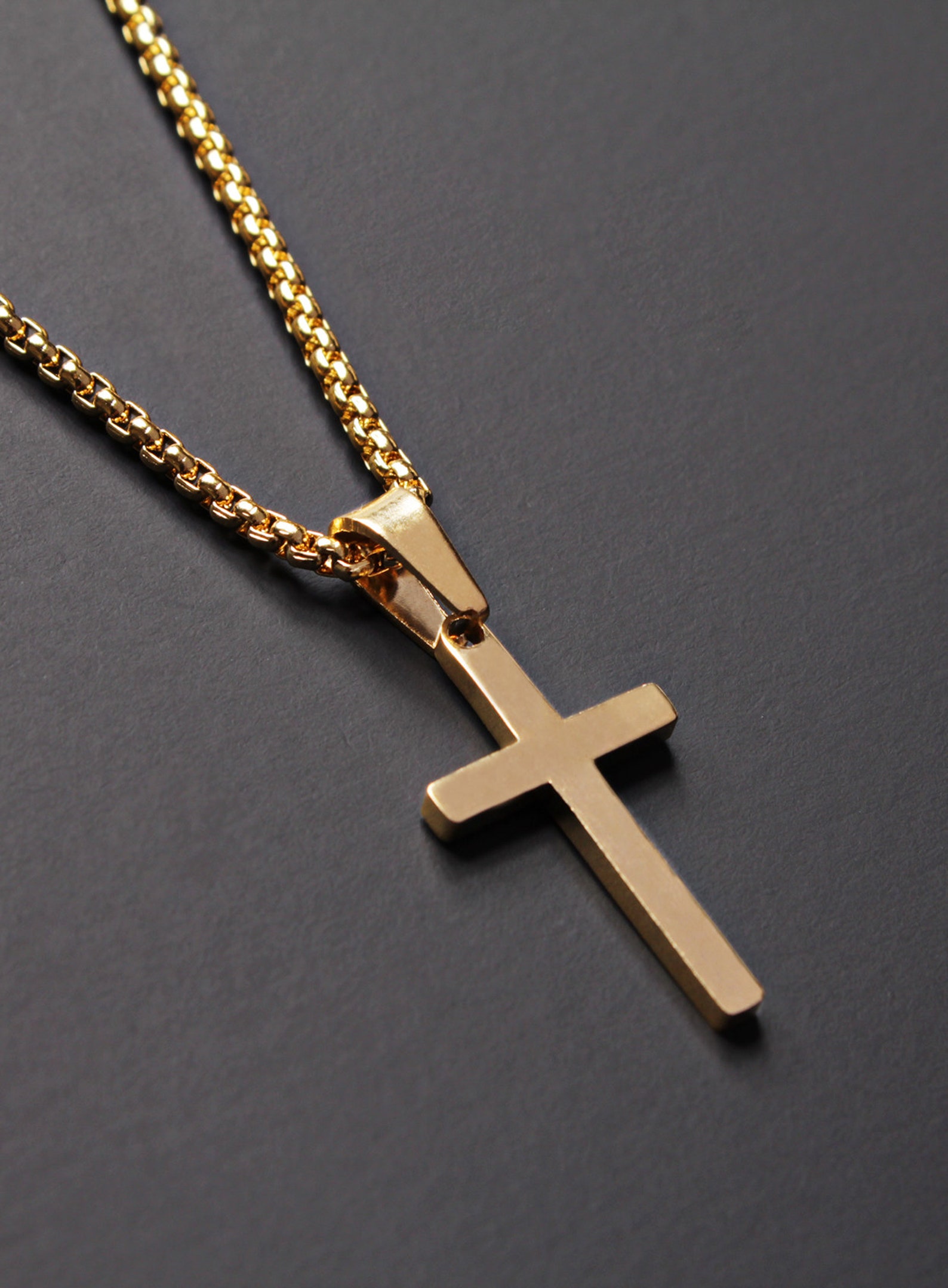 Cross Necklace for Men Men's Gold Cross Necklace | Etsy
