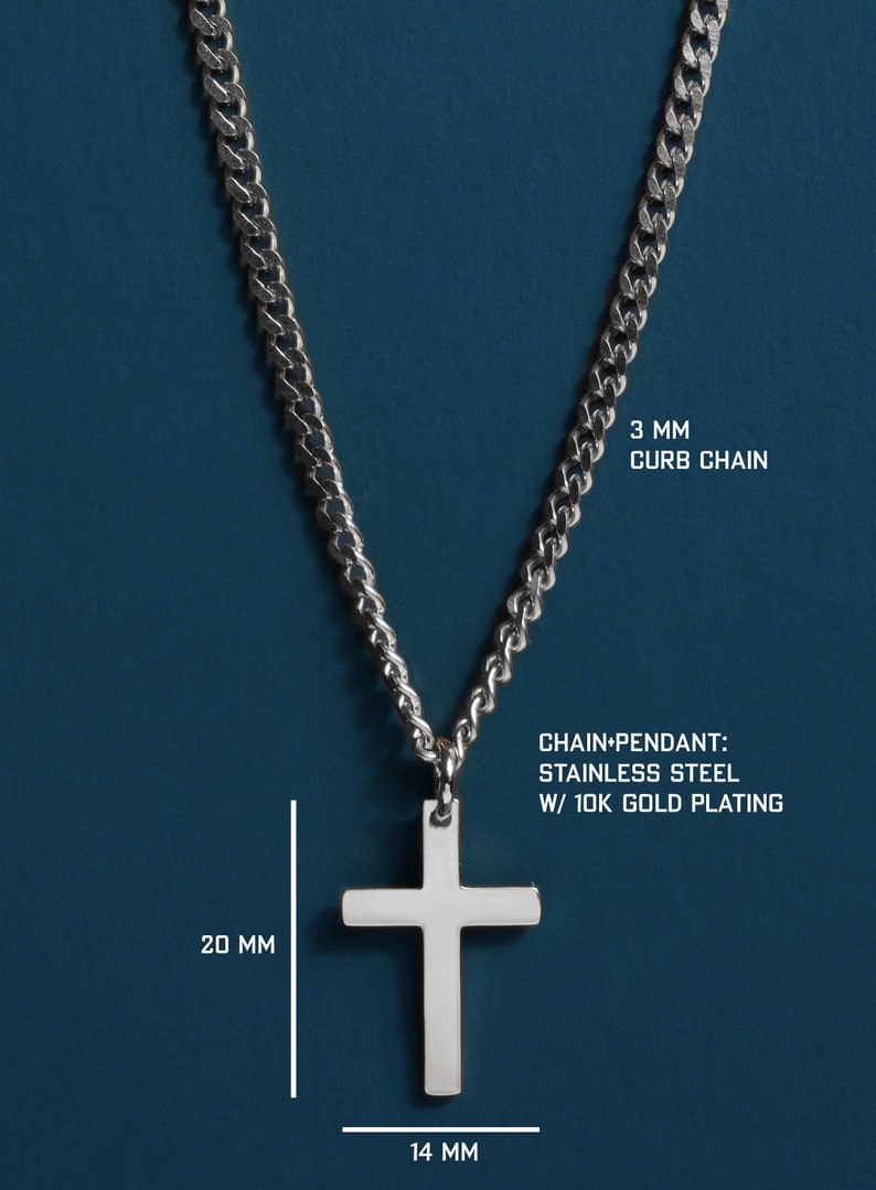Waterproof Stainless Steel Cross for Men Necklace Curb Chain Etsy Norway