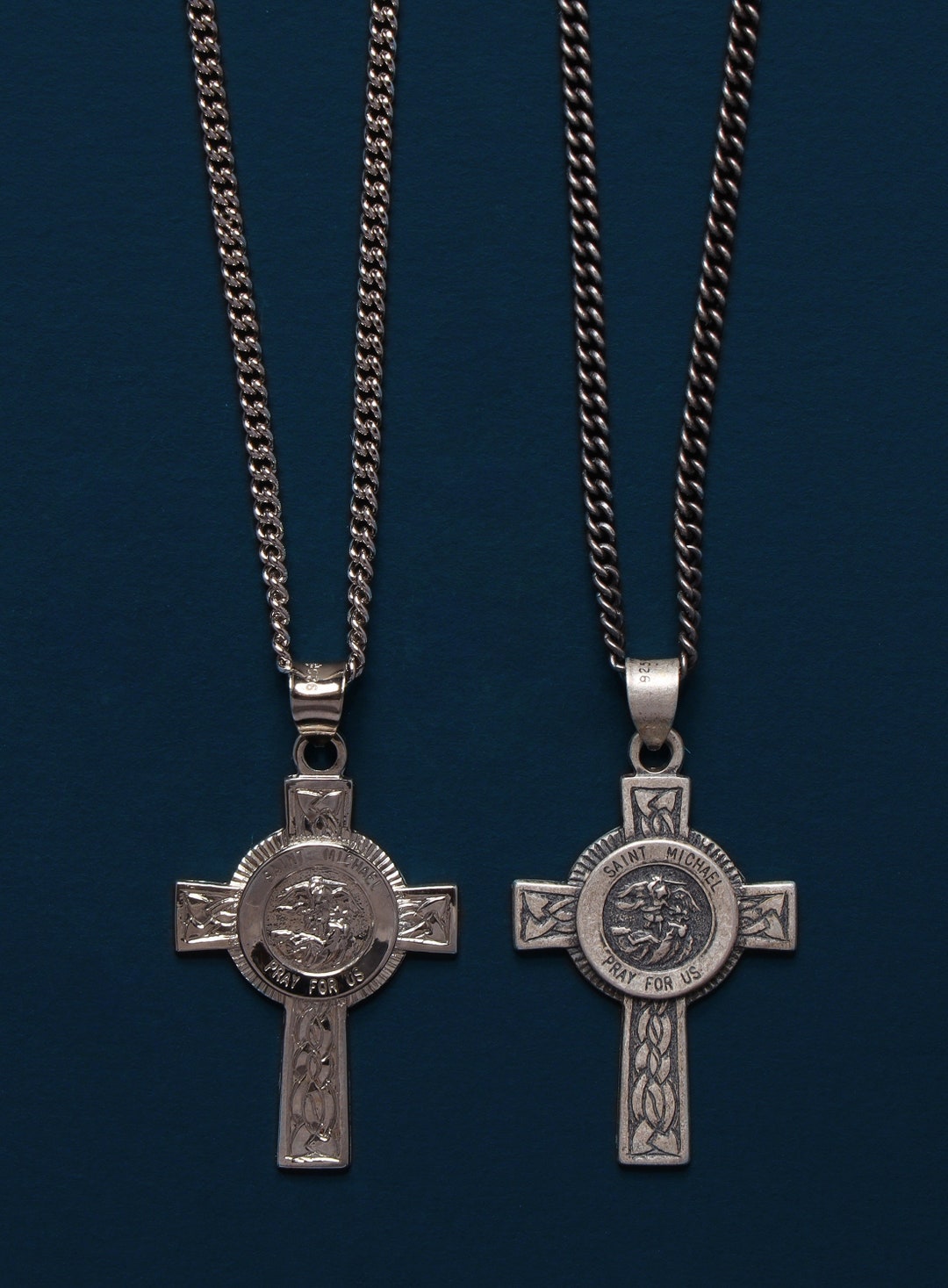 St. Michael Protection Pendant - 925 Sterling Silver Angel Charm, 2 Inch (51mm)