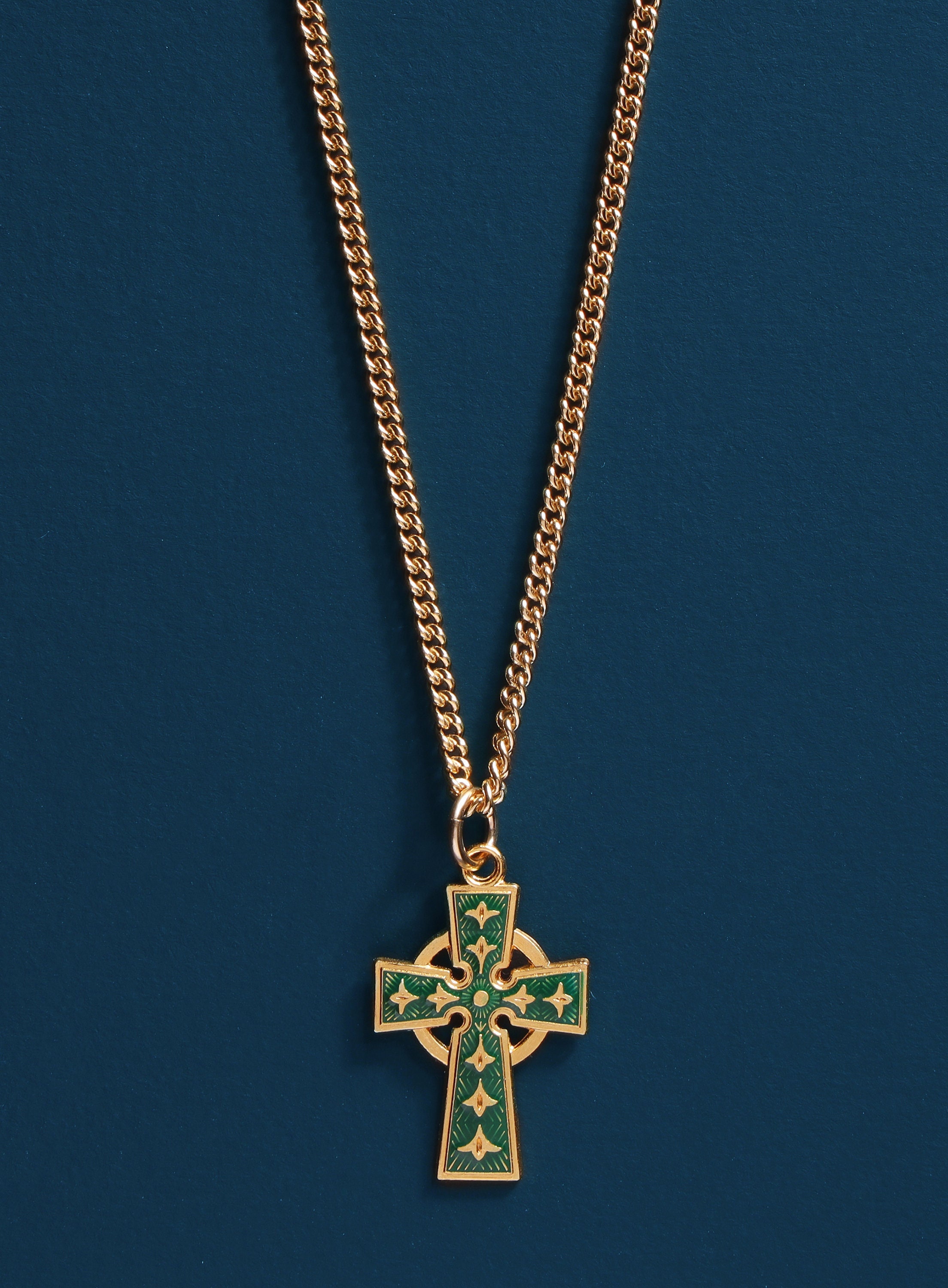 Men's Necklaces Gold Celtic Cross With 