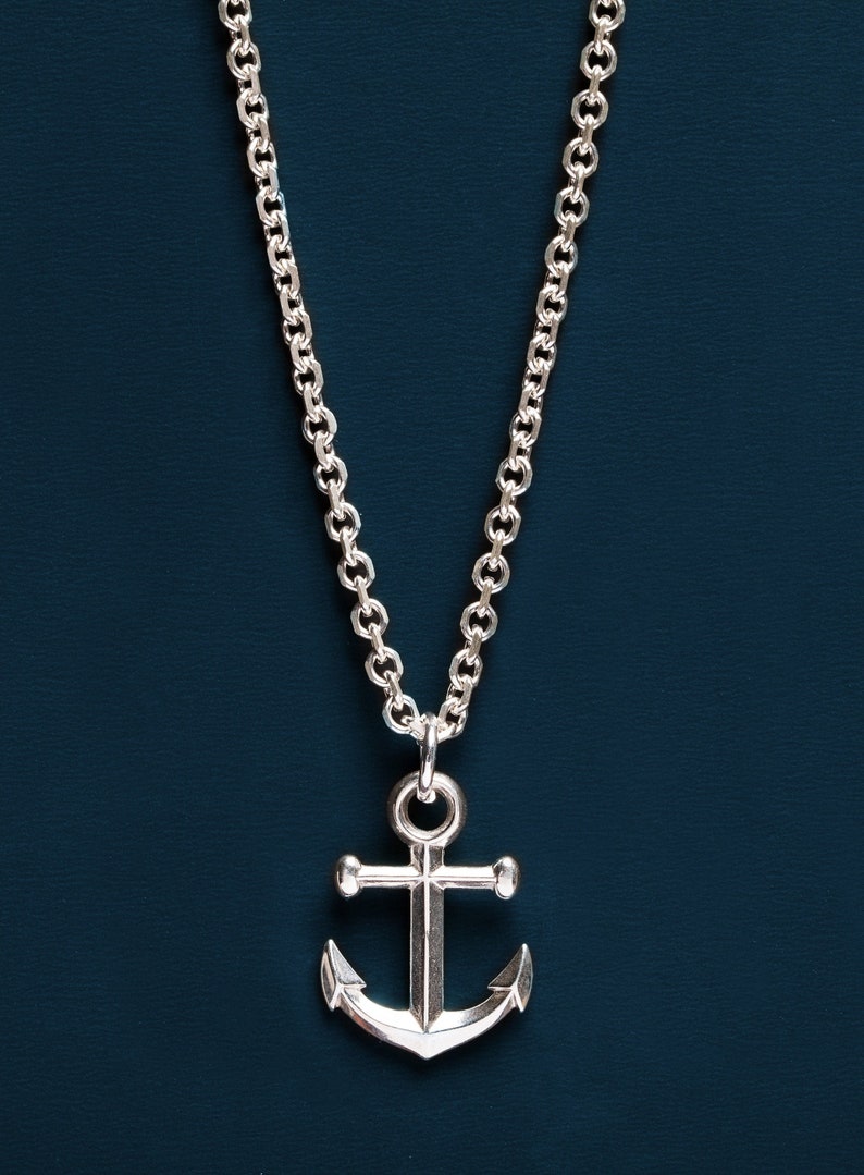 Sterling Silver Anchor Necklace for Men Masculine Jewelry Etsy