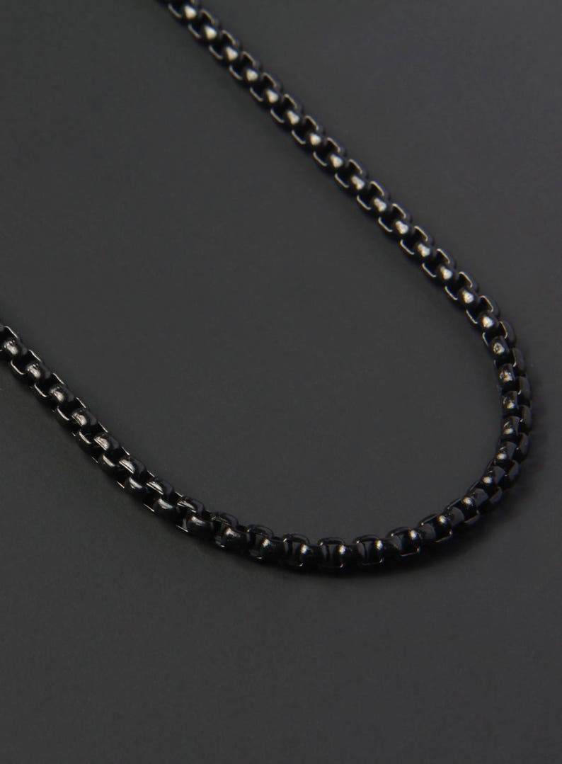 Black Stainless Steel Chain Necklace for Men Black Rhodium Etsy