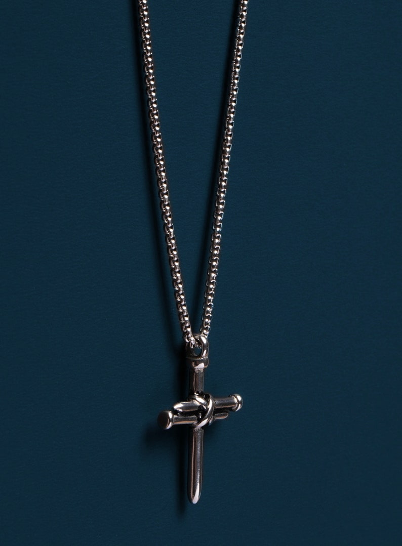 Waterproof Men's Cross Necklace Silver Cross for Men - Etsy