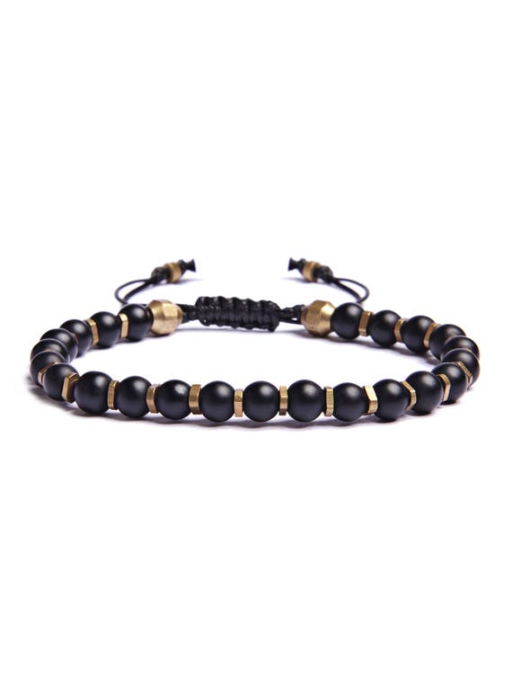 Men's Modern Bracelet Black and gold bracelet Faux Etsy