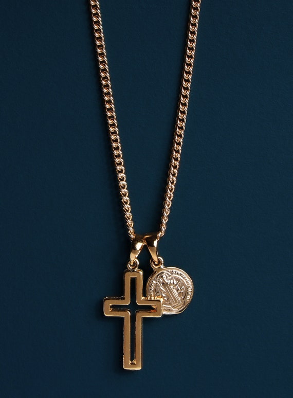 Saint Benedict Cross Necklace for Men 