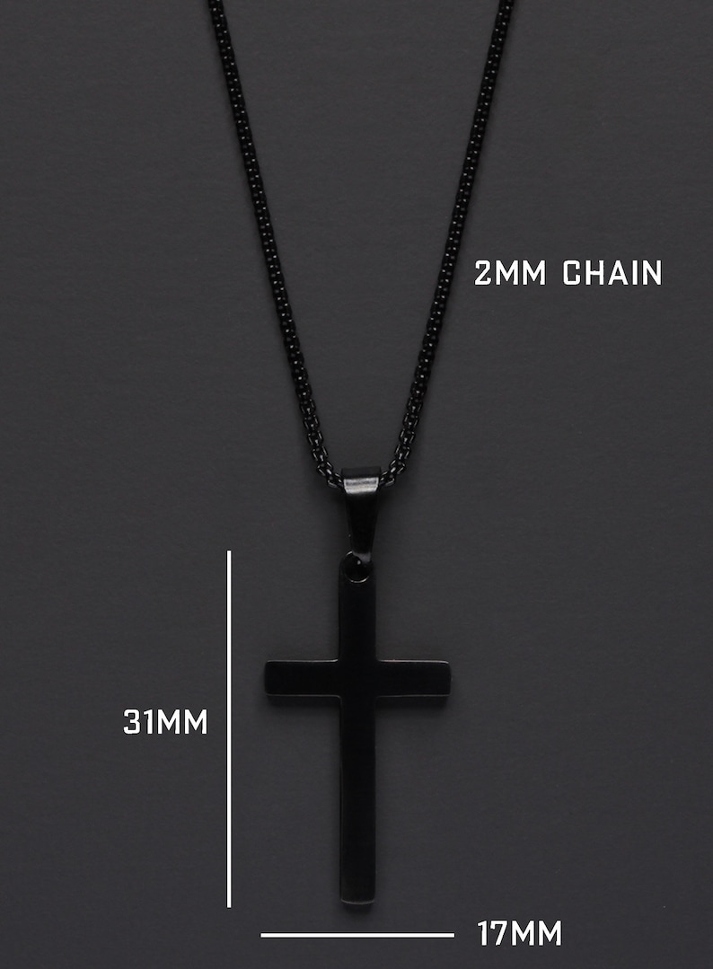 Black cross for men / Men's necklaces / Men's Jewelry / Black jewelry for men / Black cross pendant / Large black cross pendant necklace image 4